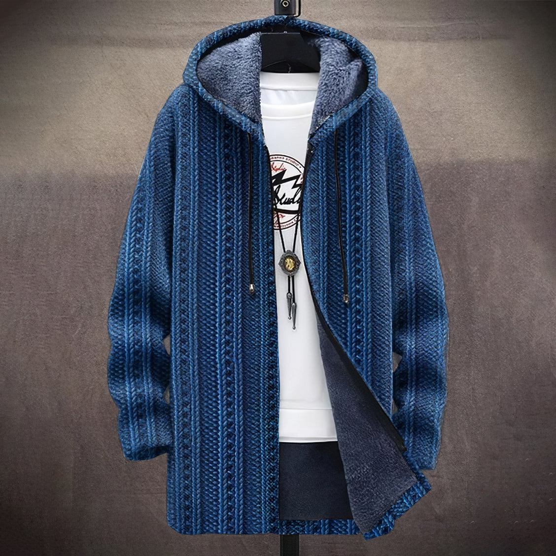 Men's Vintage Jacquard Knitted Comfort Hooded Cardigan artswardrobe