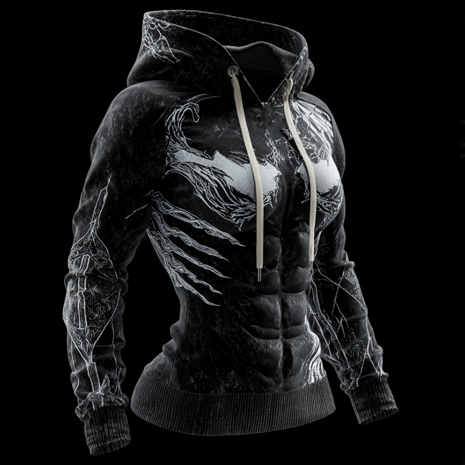 Comstylish Women's Winter Line Art Design Hooded Sweatshirt