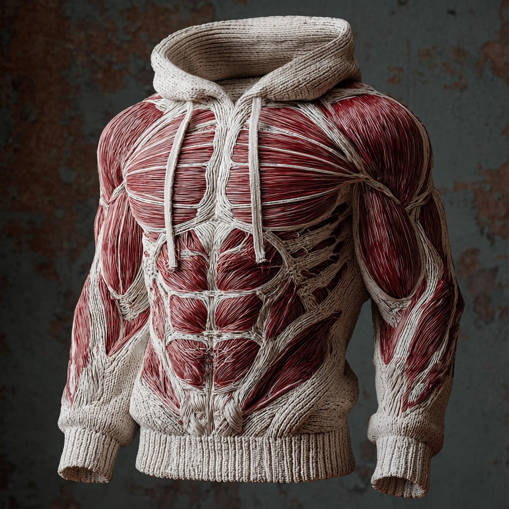 Men's Muscle Texture Knit Comfy Hooded Sweater artswardrobe