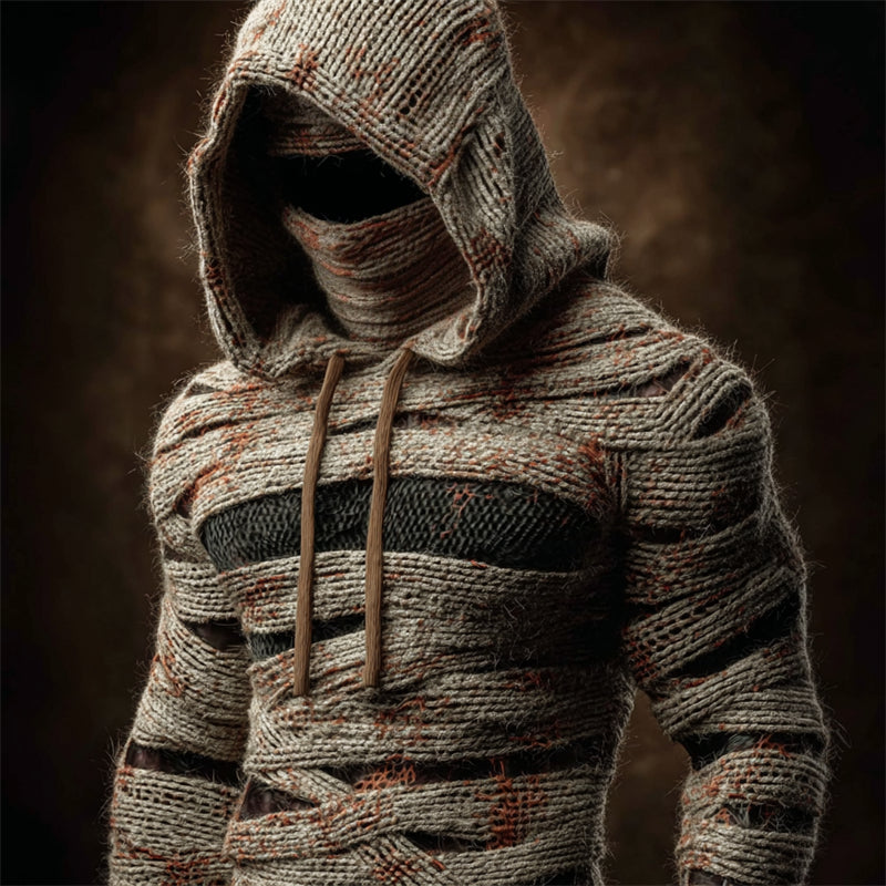 Men's Halloween Bloody Mummy Bandages Cozy Hooded Sweater artswardrobe