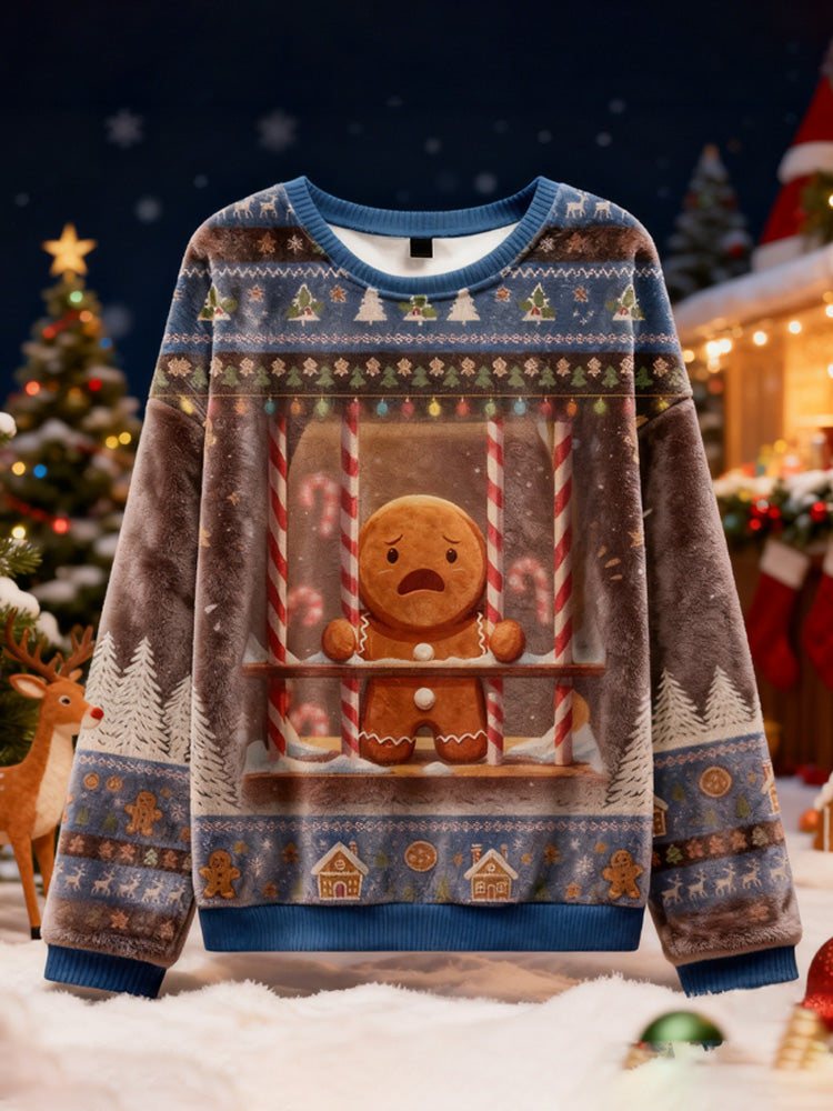 The Gingerbread Man Is Watching You In Prison Christmas Ugly Sweater