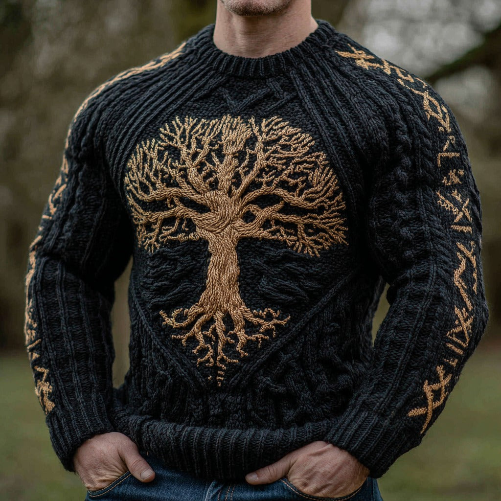Men's Viking Life Of Tree Celtic Knot Art Casual Crew Neck Sweater artswardrobe