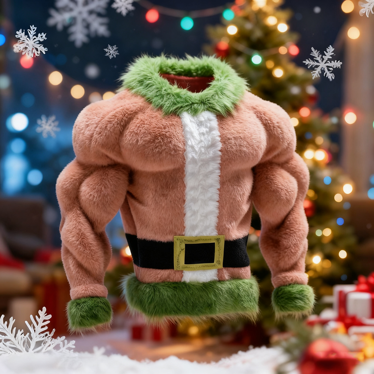 Men's Santa Claus Color Block Cosplay Plush Sweatshirt artswardrobe