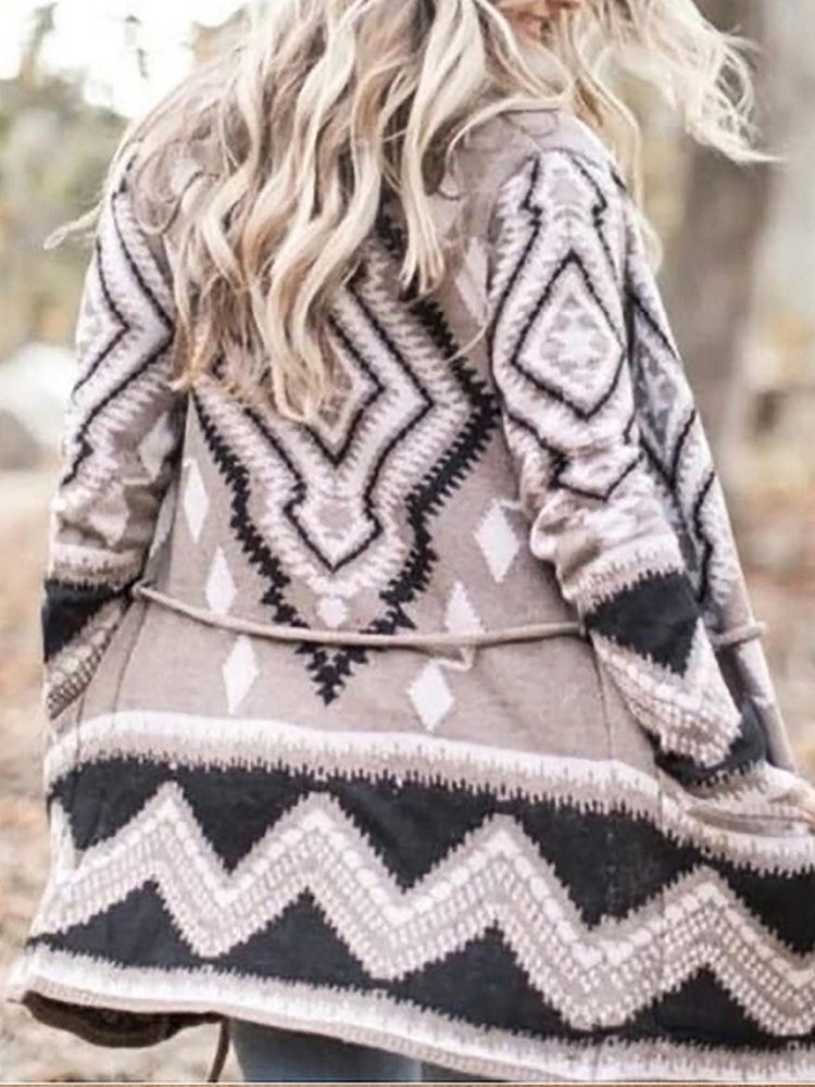 Western Geometric Pattern Vintage Cozy Cardigan elevenforest