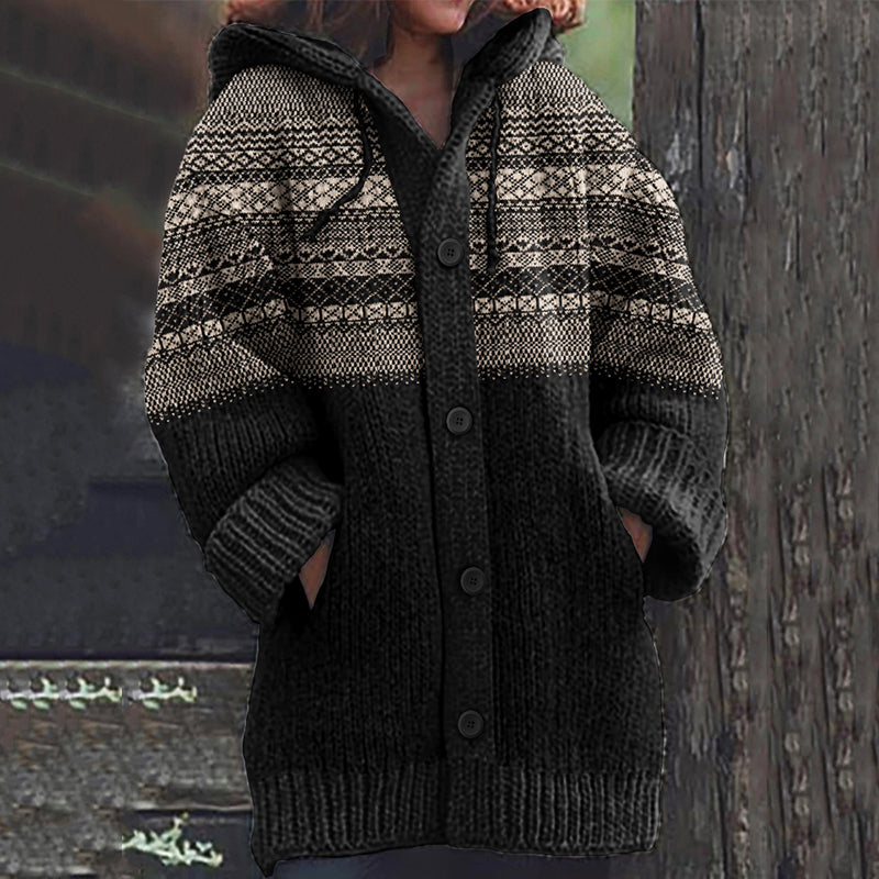 Retro Tribal Geometric Knitted Warm Sweater Cardigan artswardrobe