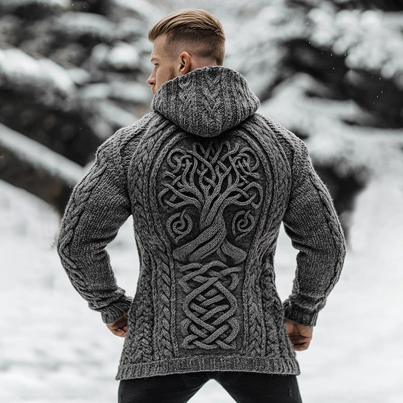 Men's Viking Life Of Tree Celtic Thick Zip Hooded Sweater artswardrobe
