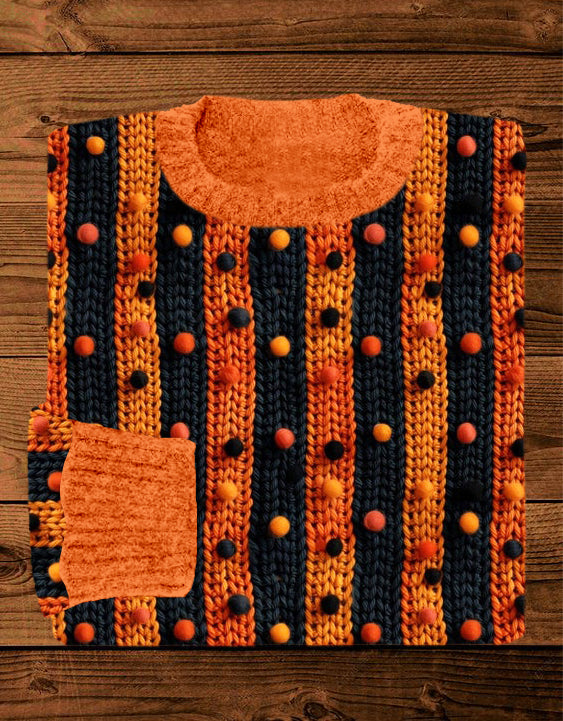Halloween Knit Art Crew Neck Cozy Sweater artswardrobe