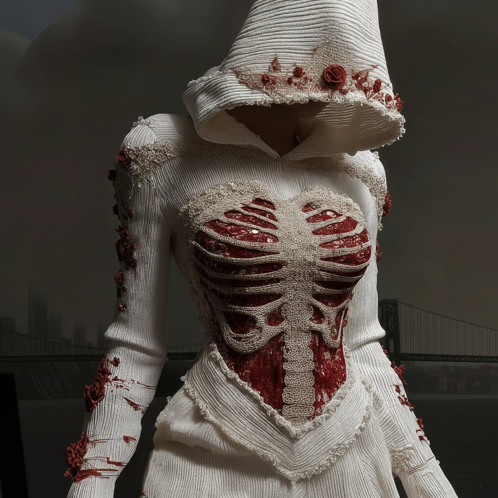 Rose Skull Sequined Knitted Women's Hooded Sweater artswardrobe