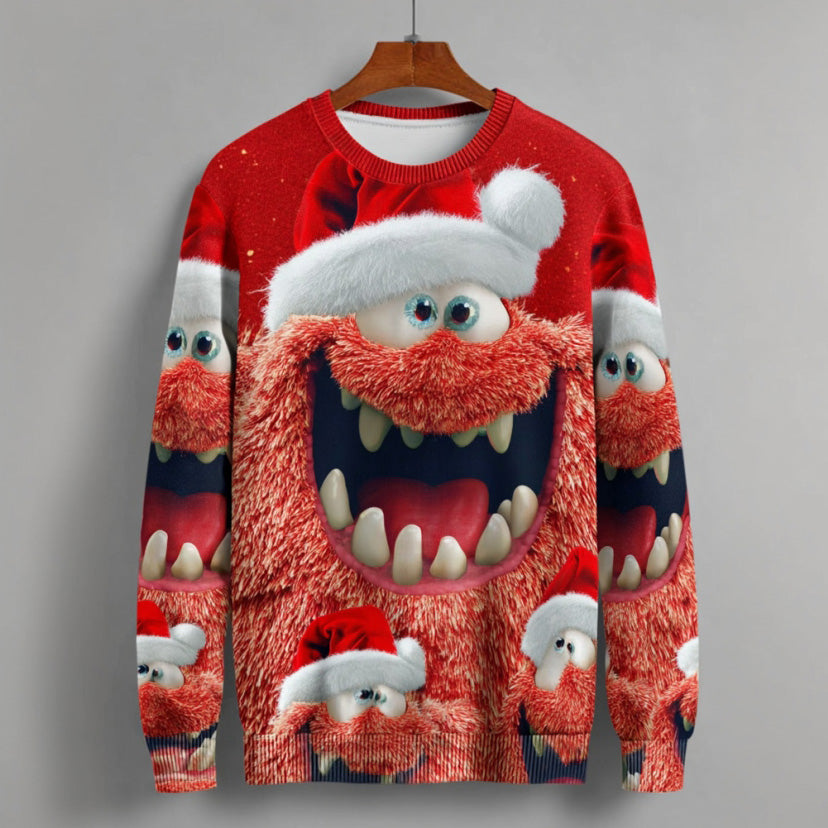 Comstylish Men's Fun Christmas Bear Crew Neck Long Sleeve Sweatshirt
