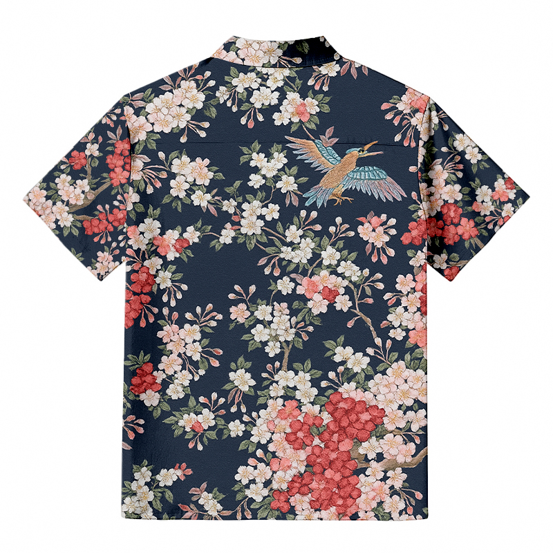 Sakura Navy Hawaiian Shirt elevenforest