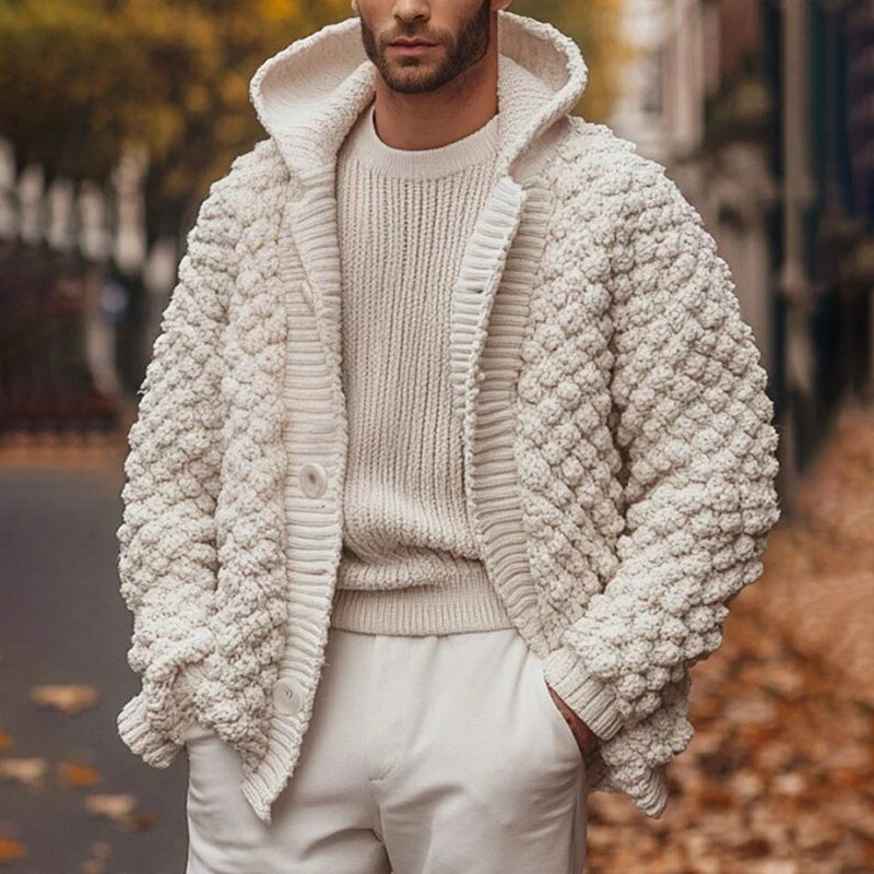 Men'S Vintage Jacquard Chunky Knit Cardigan Sweater artswardrobe