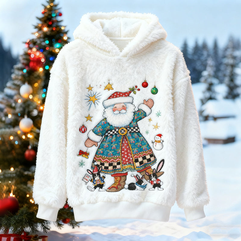 Comstylish Santa Claus And Snowman Pattern Warm Crew Neck Sweater