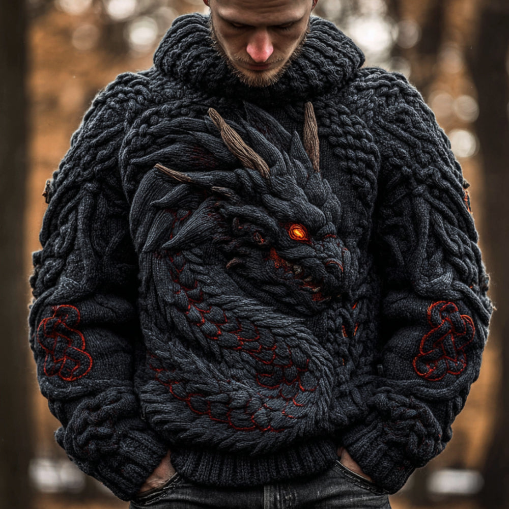 Men's Viking Dragon Style Kael Warm Sweater elevenforest