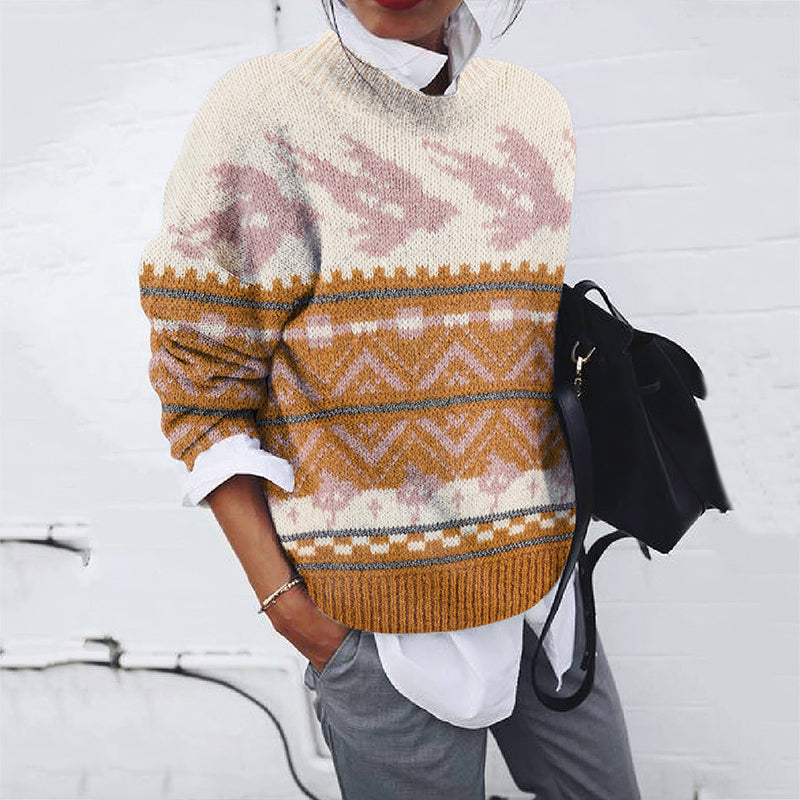 Vintage Icelandic Knitted Pigeon Jacquard Warm Women's Sweater elevenforest