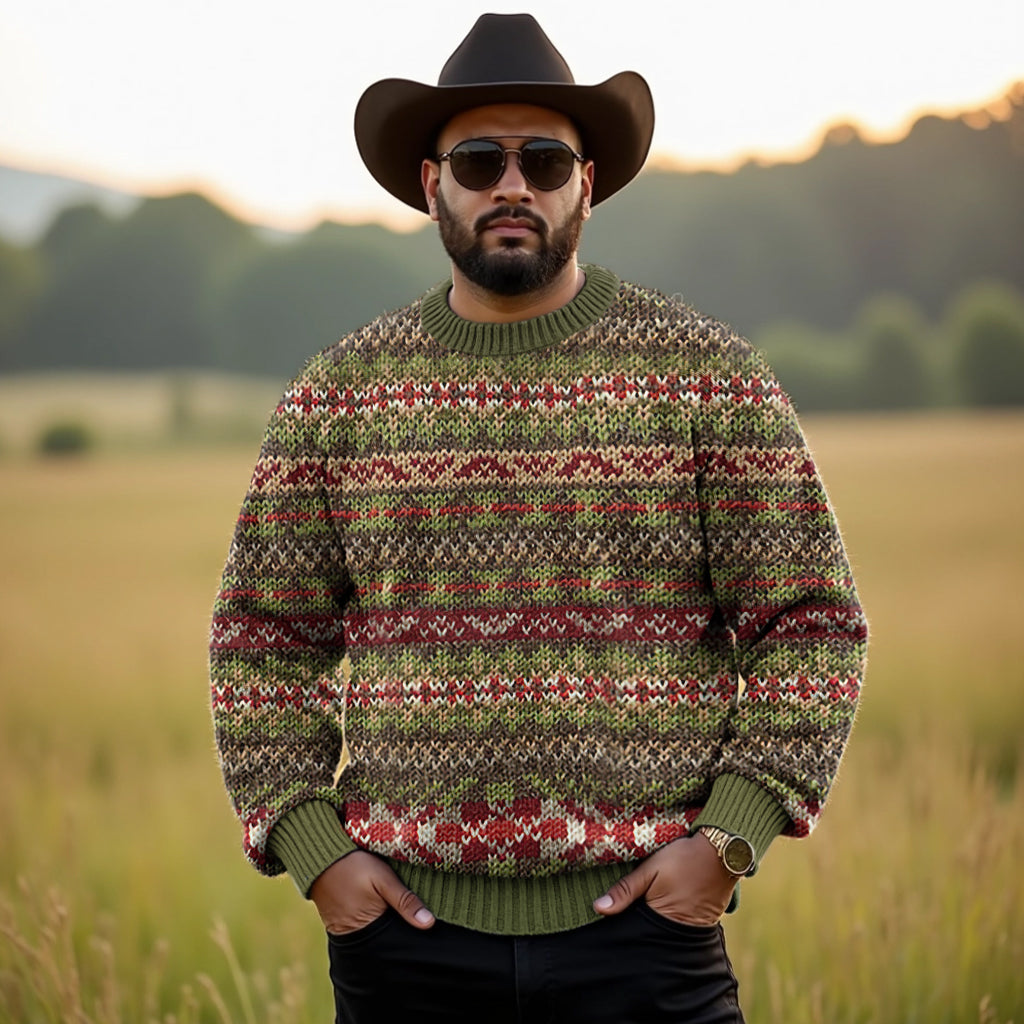 Men's Plus Size Fairman Island Knit Jacquard Art Sweater elevenforest