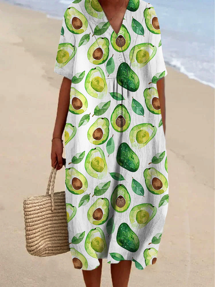 Simple Fruit Kiwi Printed Women's Casual Cotton And Linen
