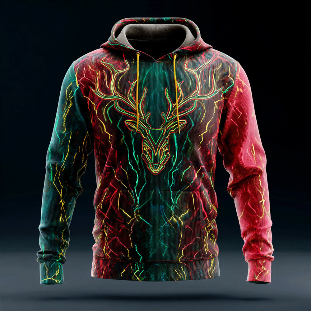 Comstylish Magic Christmas Moose Art Men's Hooded Sweatshirt