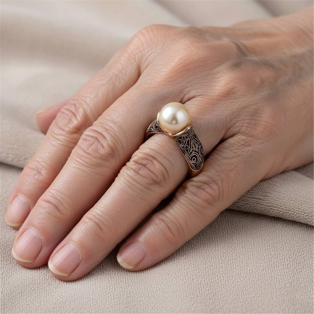 Oro Anello bellissimo con stile unico