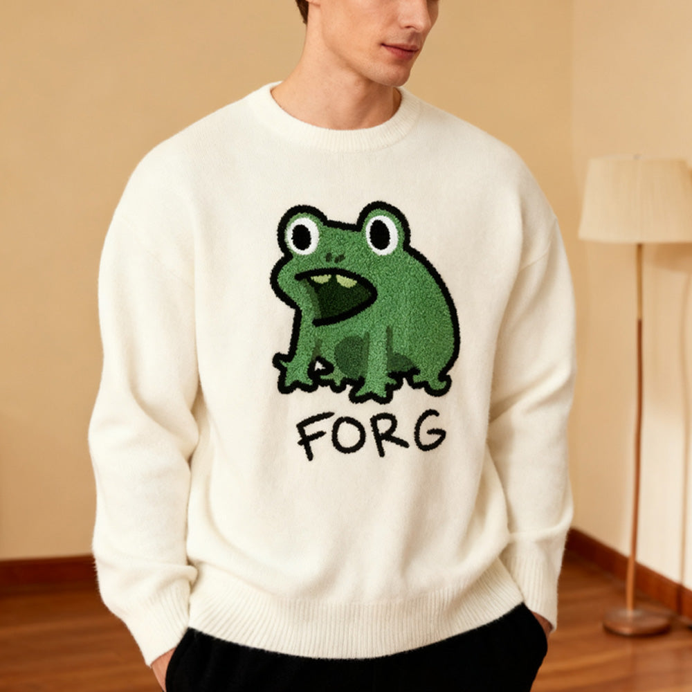 Funny Frog Christmas Print Sweater artswardrobe