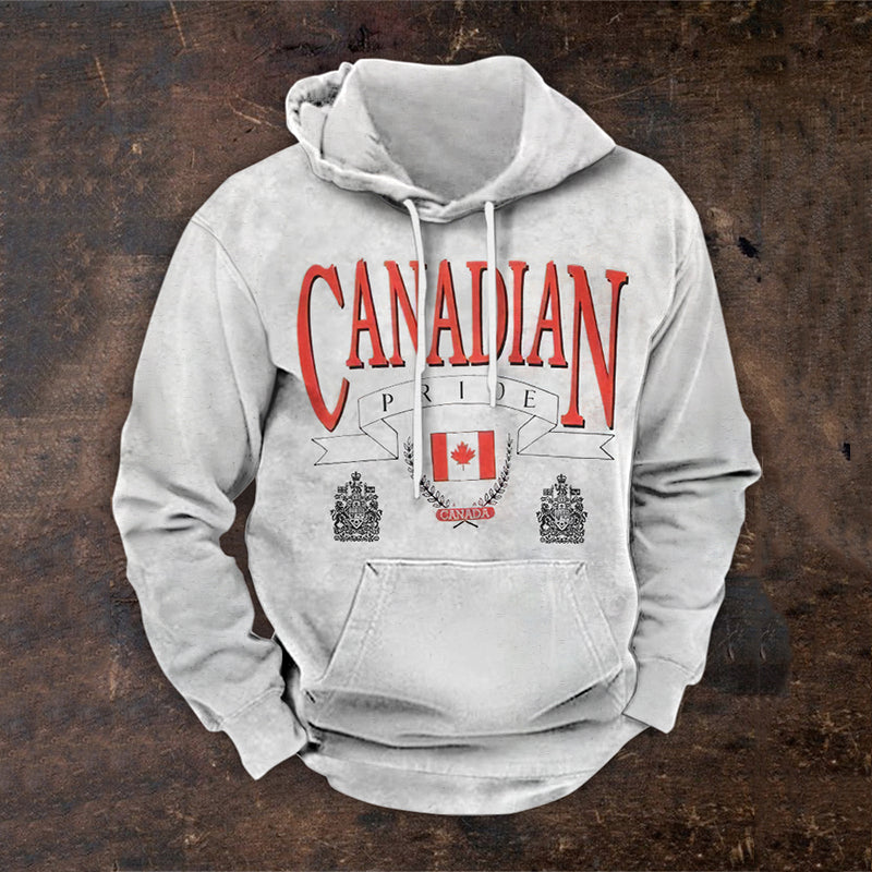 Men's Retro Pride Canada Print Casual Hoodie elevenforest