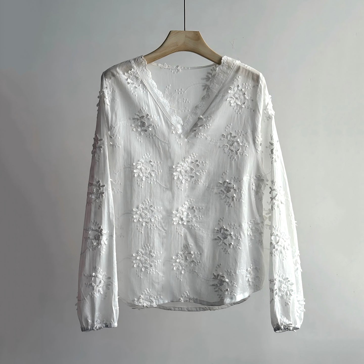 Comstylish Vintage Floral Lace Embroidered Flowy Linen Tunic