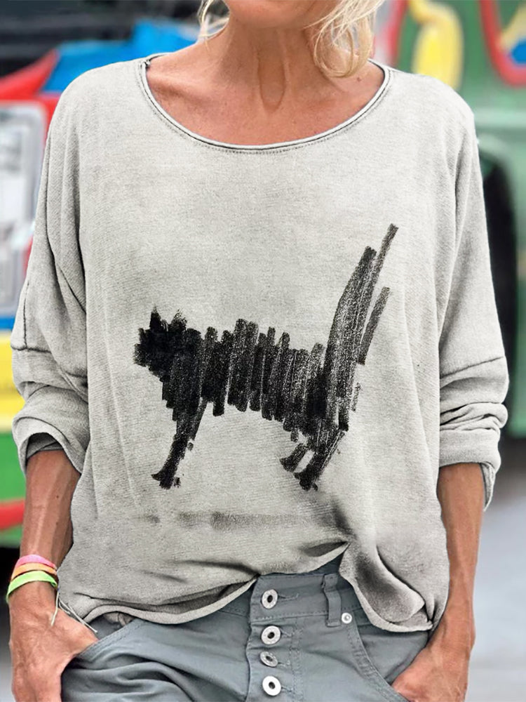 Funny Scared Black Cat Art Comfy T Shirt elevenforest