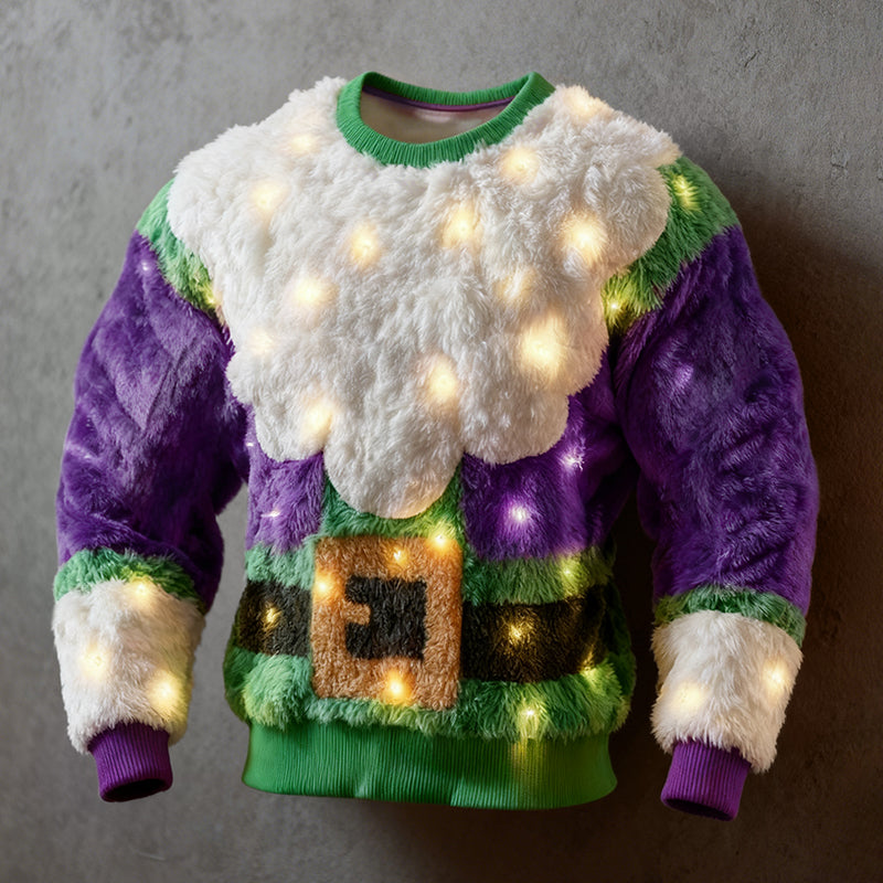 Comstylish Men's Fun Santa Claus Comfortable Crew Neck Plush Sweatshirt