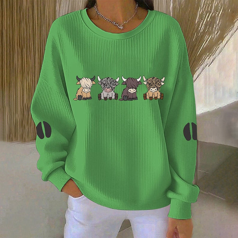 Women's Cute Highland Cow Print Casual Sweatshirt artswardrobe