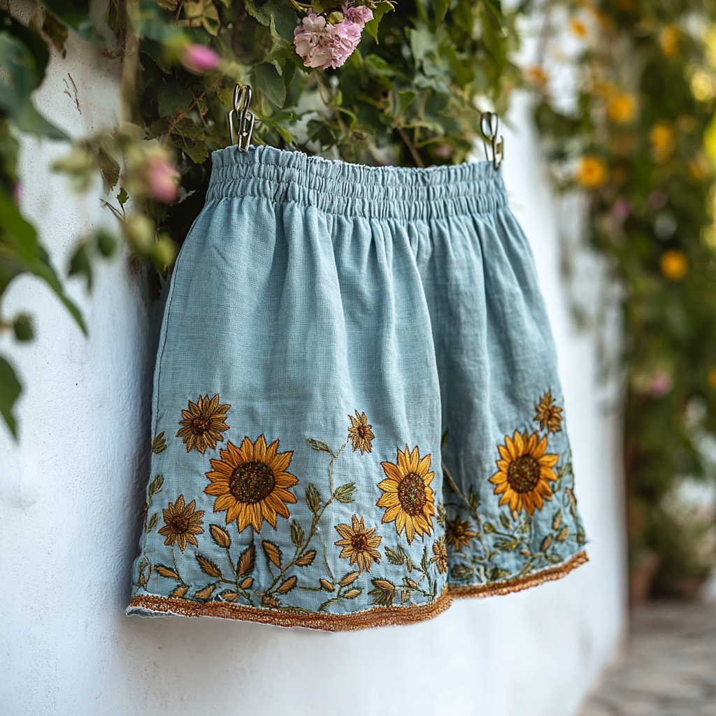 Women's Retro Vacation Sunflower Shorts