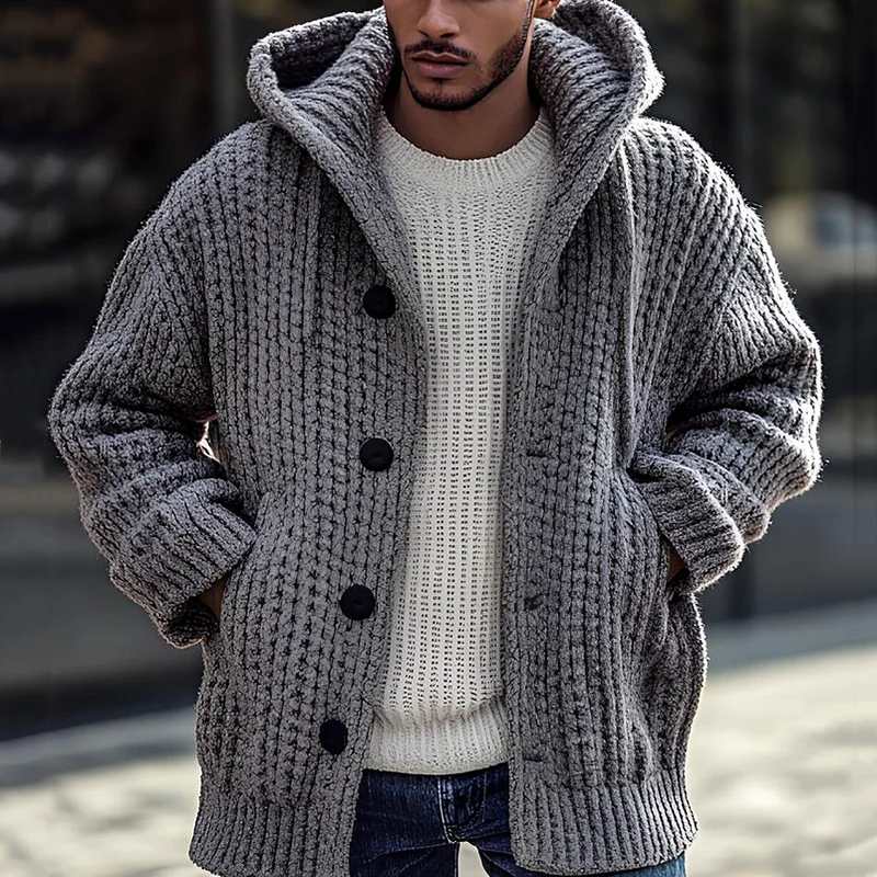 Men'S Vintage Jacquard Buttoned Down Cozy Sweater Cardigan artswardrobe