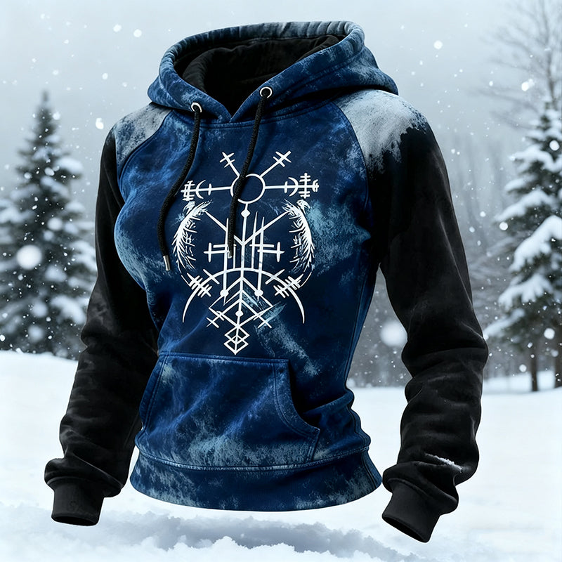 Comstylish Retro Viking Style Viking Compass Pattern Comfortable Knit Sweater
