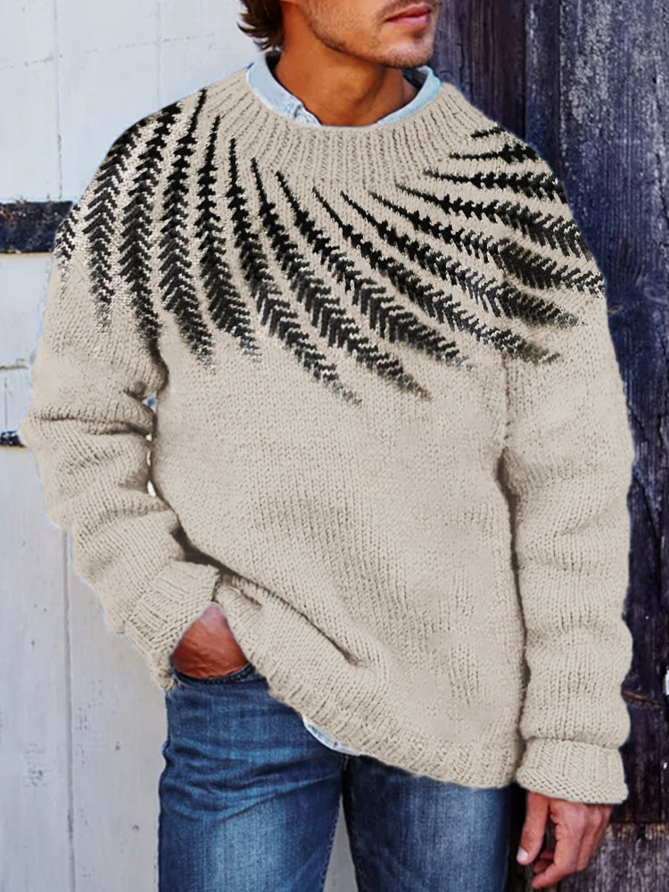 Men's Farm Wheat Pattern Icelandic Style Sweater elevenforest