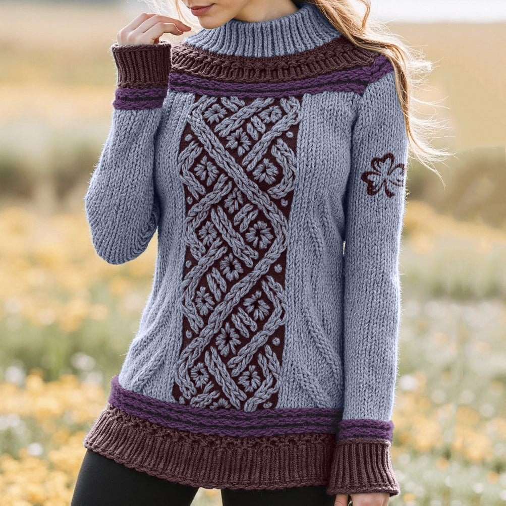 Women's Celtic Classic Knotted Contrast Jacquard Sweater elevenforest
