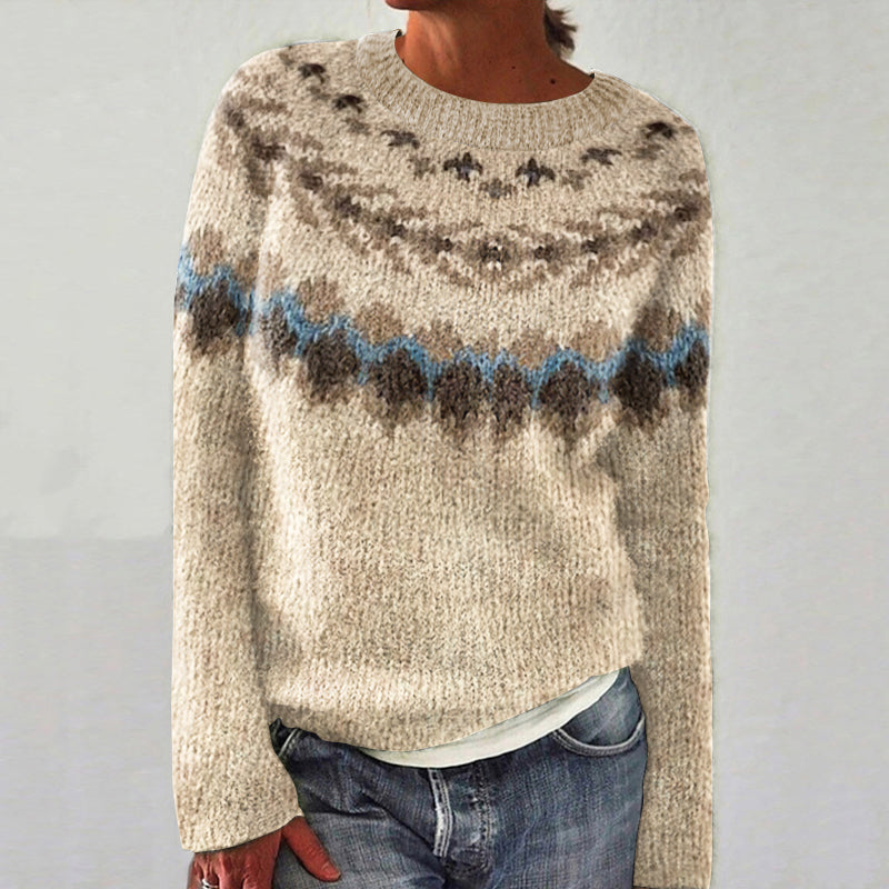 Icelandic Print Knitted Pullover Sweater elevenforest