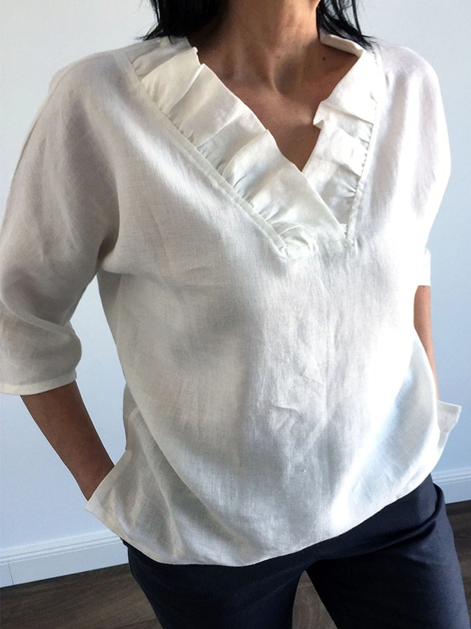 Women's Loose Bat Collar 3/4 Sleeve Top