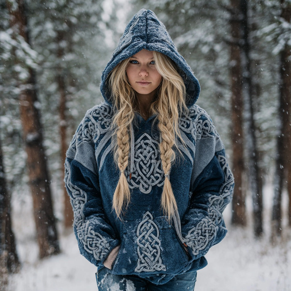 Women's Vintage Celtic Knot Art Plush Warm Hoodie