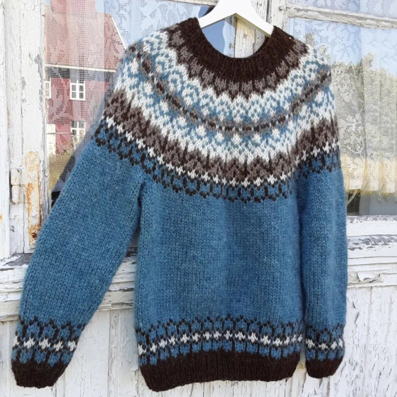 Men'S Vintage Knitted Jacquard Crew Neck Sweater elevenforest