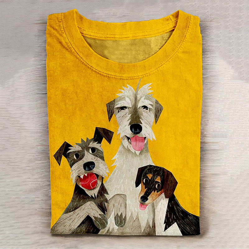 Comstylish Dog Print Short Sleeve Casual T-Shirt