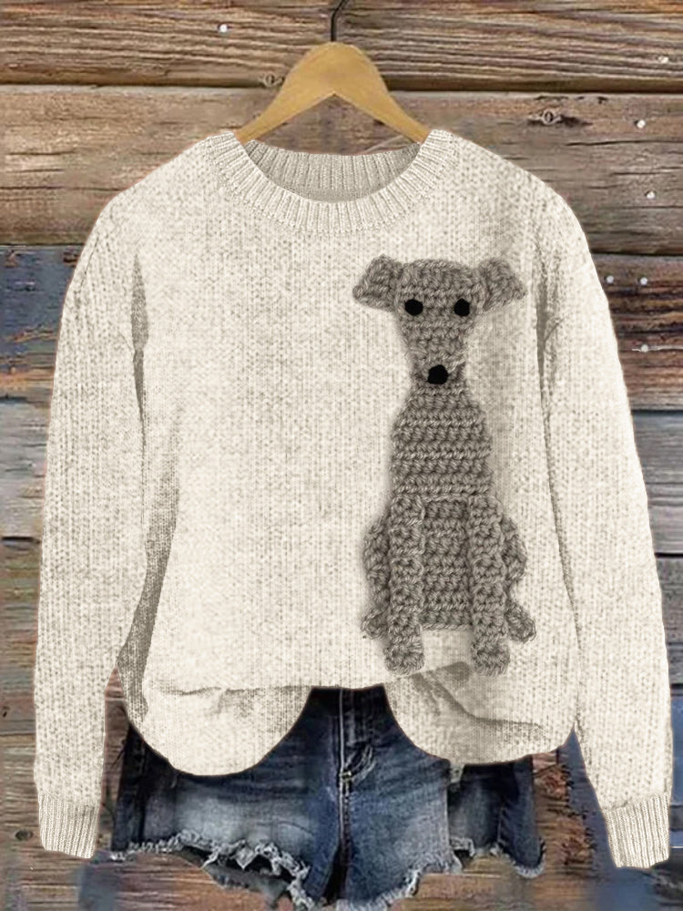 Comstylish Whippet Dog Crochet Applique Pattern Cozy Knit Sweater
