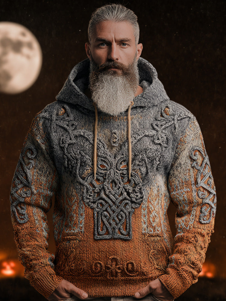 Men's Vintage Halloween Viking Embroidered Sweater artswardrobe
