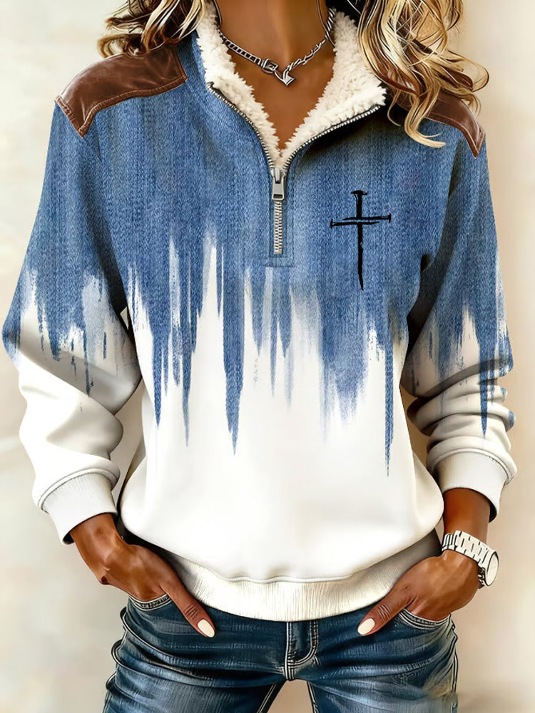 Comstylish Women's Casual Faith Print Long-sleeve Sweatshirt