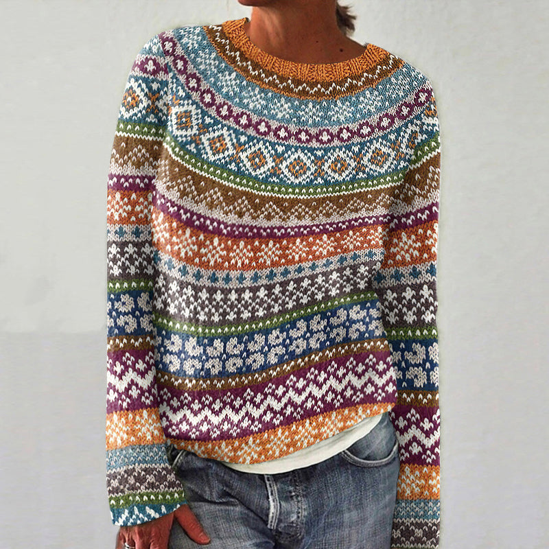 Vintage Icelandic Pattern Art Print Cozy Sweater elevenforest