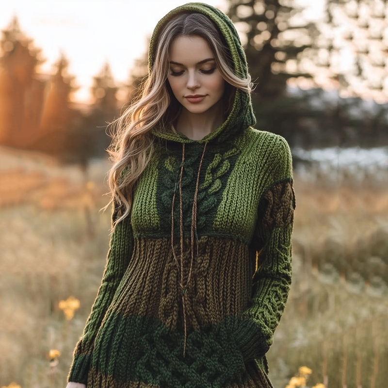 Women's Gradient Celtic Knot Cozy Casual Hooded Sweater elevenforest