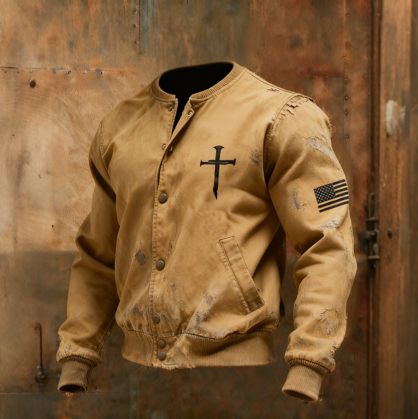 Comstylish Men's Vintage Faith Print Casual Baseball Jacket