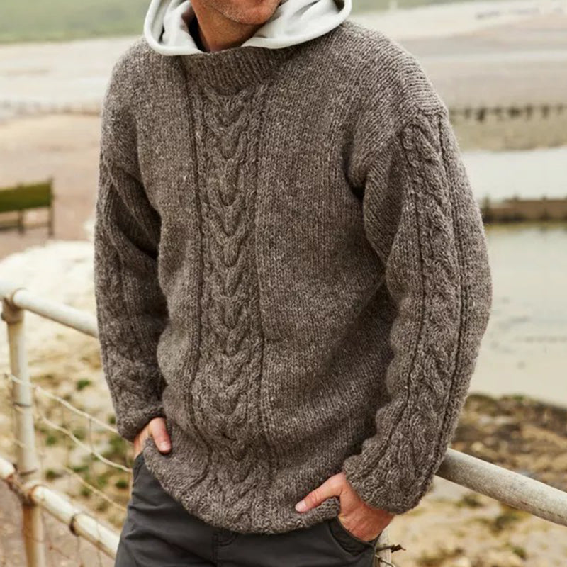 Men's Retro Jacquard Iceland Crew Neck Sweater elevenforest