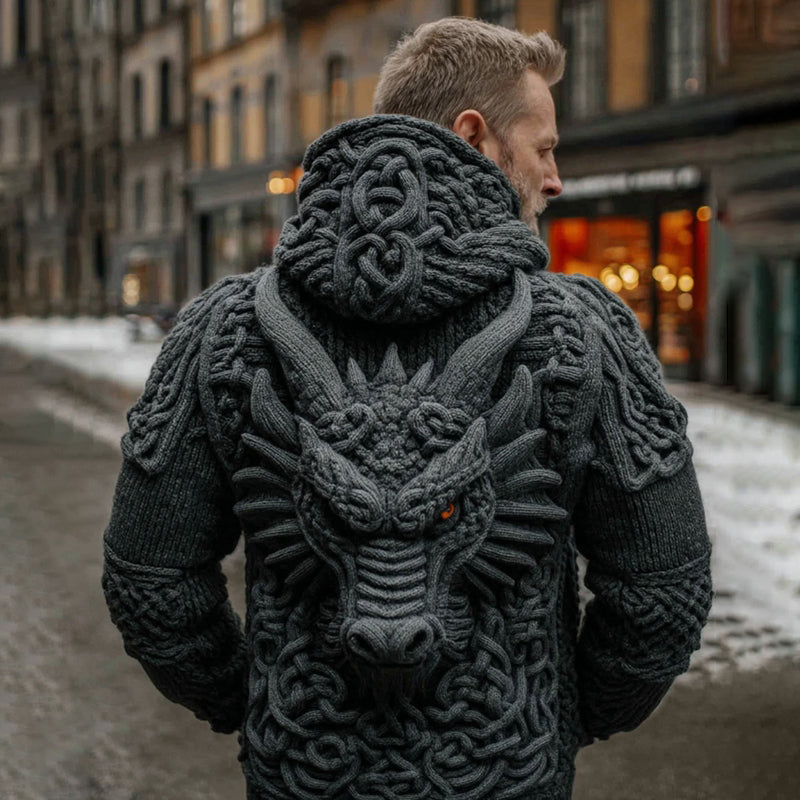 Men's Viking Celtic Dragon Cozy Casual Hooded Sweater artswardrobe