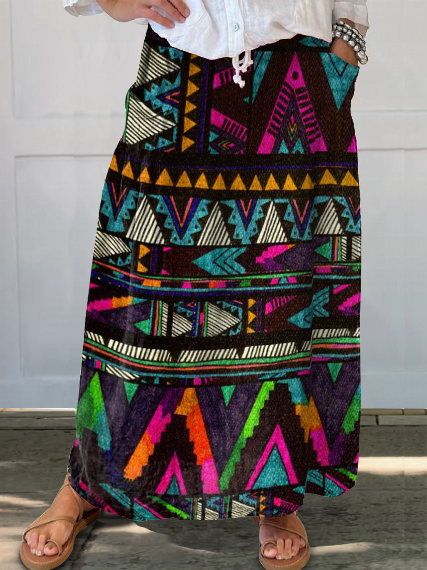 Women's Art Painting Ethnic Art Block Print Skirt