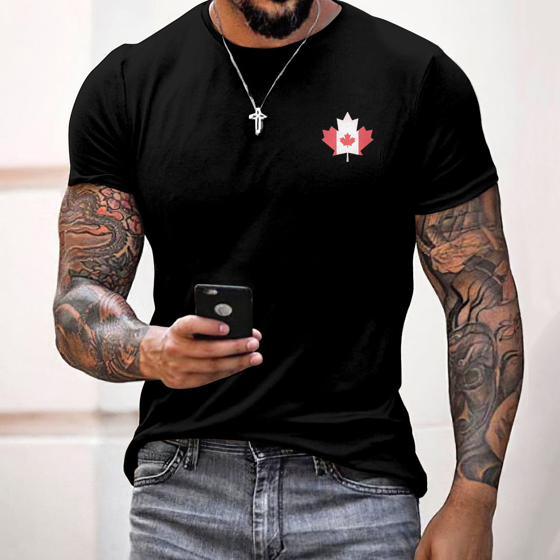 Men's Canada Maple Leaf Art Graphics Short Sleeve Casual T-shirt elevenforest
