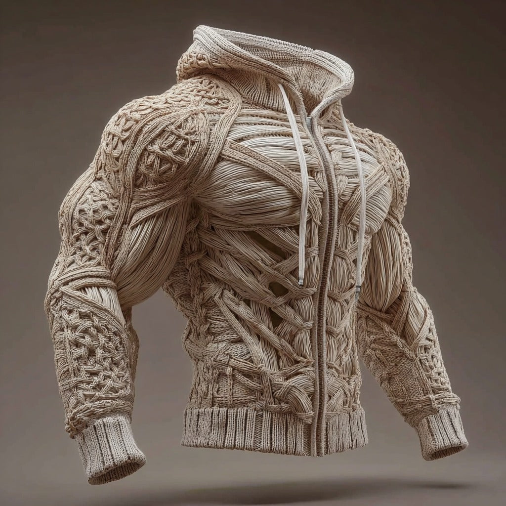 Vintage Muscles Anatomical Art Men's Casual Warm Zip-up Sweater artswardrobe