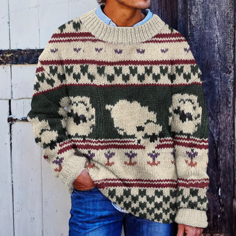 Retro Tribal Sheep Pattern Knit Warm Sweater elevenforest